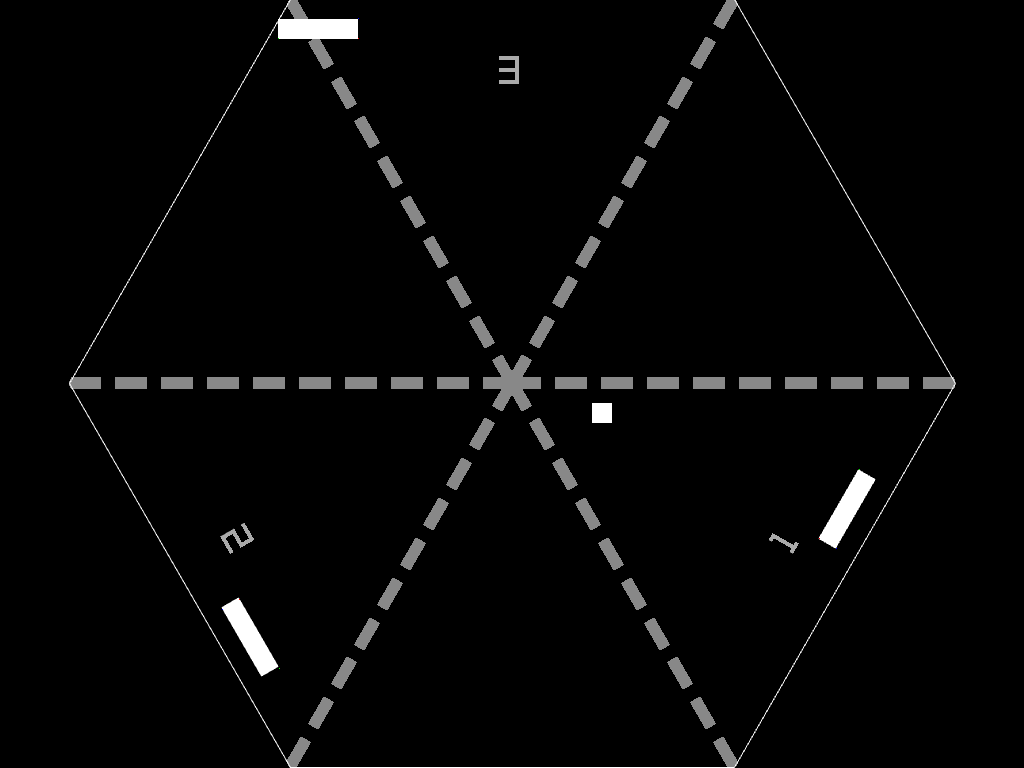 PiNG with three players, with one bouncy wall per player